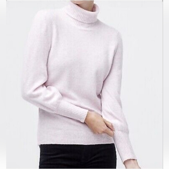 J.Crew Balloon Sleeve Heather Pink Turtleneck Sweater Large - Picture 1 of 6